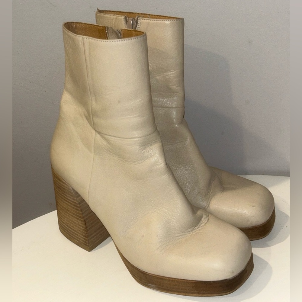 Minelli Paris Cream Ankle Boots Women’s Size 38